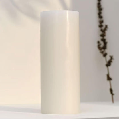 Bougies La Française Unscented Pillar Candle, White, Made in Tunisia, Ready-to-Light Cotton Wick Included, Vegetable Wax Decorative Candle, 3.15" Diameter × 7.87" Tall, Approx. 125-Hour Burn Time