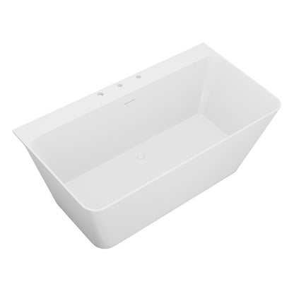 ANZZI Freestanding Tub 59," Acrylic, Modern Stand Alone Soaking Tub, Built In Drain and Overflow, Free Standing Tub with Pre-drilled Faucet Holes, Series (FT-AZ114-59)