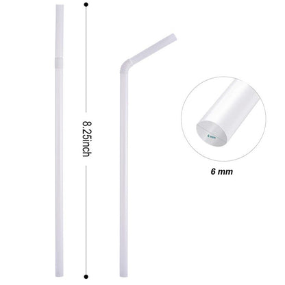 200 Count 8.25" Eco-friendly Bendable Compostable PLA Straws - KTOB Plasticless Biodegradable Flexible Drinking Straws