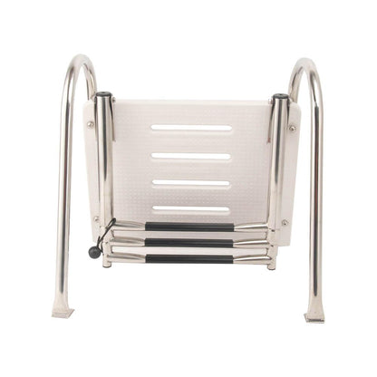 Mojiate Universal Inboard/Outboard Swimming Ladder with Fiberglass Platform, Telescopic Boat Ladder with 2 Handrails, Extendable Folding Stepladder for Marine, Ship, Yacht and More (3 - Step)