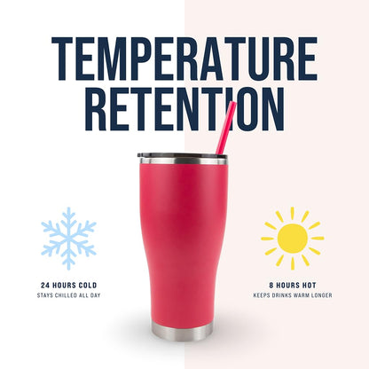 Hogg 30 oz Modern Curve Case (24 Units) - Hot Pink, Powder Coated Tumblers for Laser Engraving, Engravable Tumblers Bulk, Stainless Steel Cups Bulk, Insulated Cups with Lids and Straws