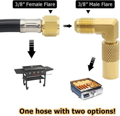 Hooshing 6FT Propane Regulator Hose - 3/8" Flare Elbow Adapter for Blackstone Griddles 17” & 22”