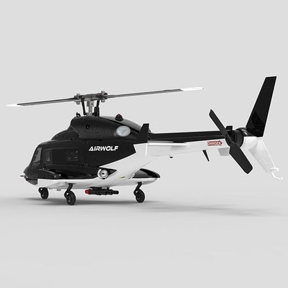 1/34 Scale AW-911 Air-Wolf RC Helicopter 2.4G 9CH Flybarless Airplanewith 6G/3D Stunt Mode and GPS Positioning (RTF Version/Mode 1/Mode 2)