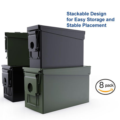 PATRON 30 50 Cal Ammo Can Metal 9mm Ammo Box Storage Crate Case for Shotgun Bullet Rifle Nerf Ammunition Waterproof Case-Gard Organizer Suit (30Cal ×4+50 Cal ×4)(Green-8pcs)