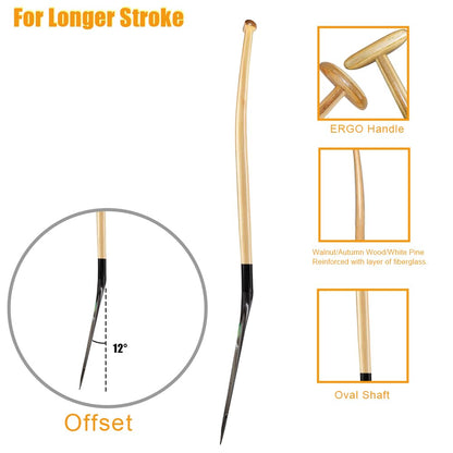 Z&J SPORT Hybrid Outrigger Paddle, Teardrop Shape Carbon Blade Wooden Bent Shaft for Waka AMA, va’a (S,52")
