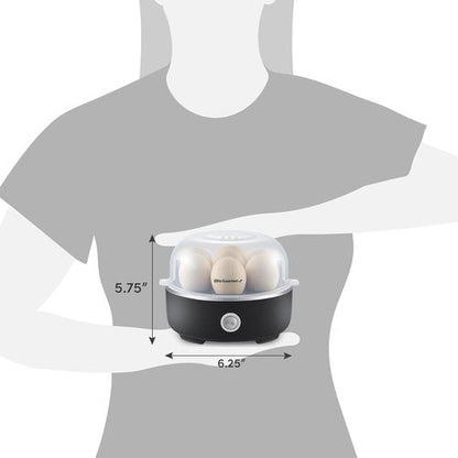 Elite Gourmet Easy Egg Cooker - Electric 7-Egg Capacity with Auto Shut-Off | Classic Black, BPA Free