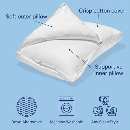 Casper Sleep Original Pillow 2-Pack - Medium Soft Feel, Down-Alternative Fill | Standard Size for Neck Pain Relief