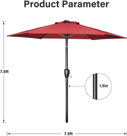 Simple Deluxe 9' Patio Umbrella - Outdoor Market Umbrella with Push Button Tilt & Crank Mechanism