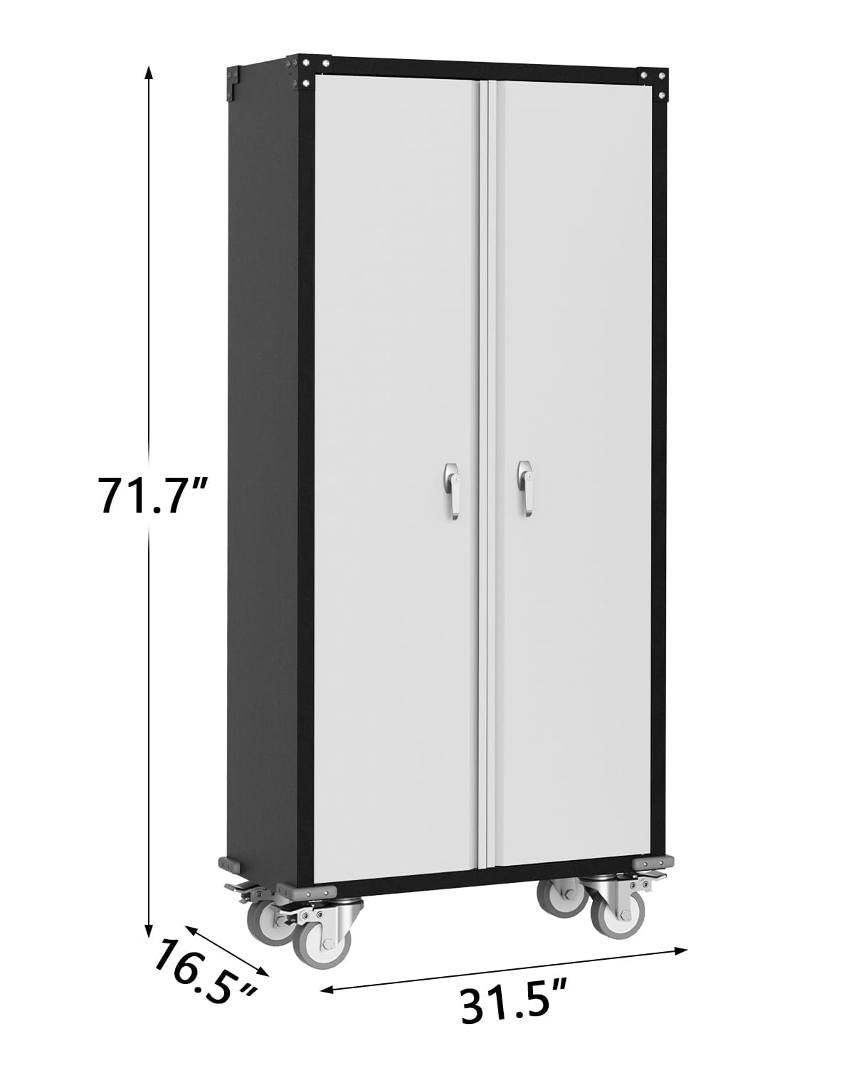 IDEALHOUSE 71" Black Metal Storage Cabinet with Lock - Heavy Duty Garage & Pantry Cabinet with 4 Adjustable Shelves, Secure Organization Cabinet for Office, Home, Shop