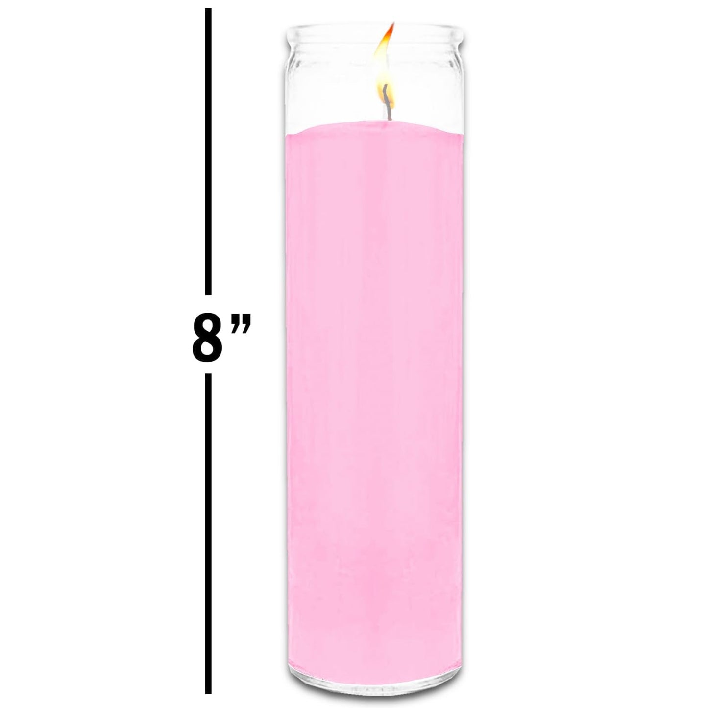 Generic 8 Inch Pink Unscented Devotional Glass Prayer Candles Set - 3 Count, Perfect for Vigils, Prayers, Blessings, Catholic & Religious Events
