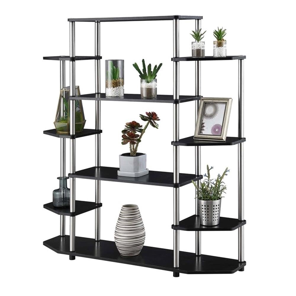 Convenience Concepts Designs2Go No Tools Wall Unit Bookshelf 47.25" - Contemporary Storage Shelves for Display, 10 Spacious Shelves for Modern Living Room, Office, Den, Black