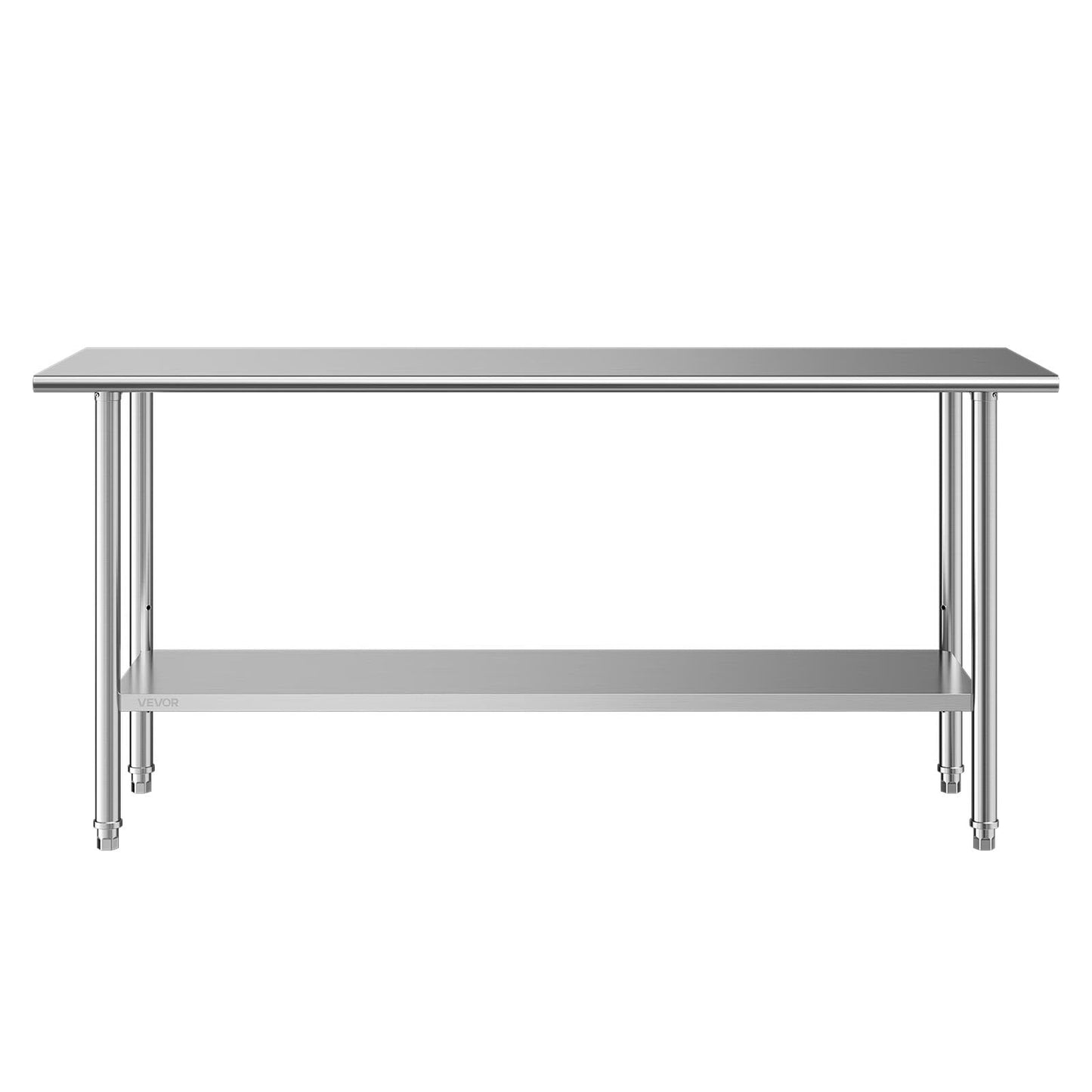 VEVOR Stainless Steel Work Table, 24x72 Inch Food Prep Table, Commercial Kitchen Workstation with Adjustable Undershelf, Metal Heavy Duty Utility Worktable, for Restaurant Home Hotel Garage Outdoor