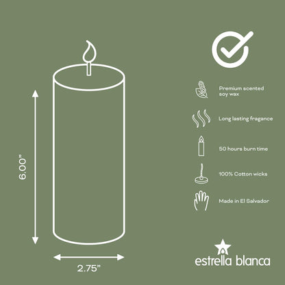 Estrella Blanca Citronella Lavender Candles - Citronella Scented Pillar Candle Ivory - 3x6 inch - 3 Pack - Long Lasting Burn Outside Candles for Garden Yard Balcony, Summer Camping