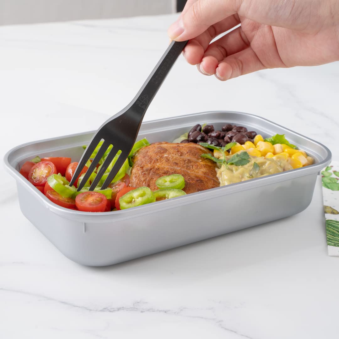 Restaurantware Futura 23.6 Ounce Meal Prep Containers With Lids 100 Microwavable To Go Containers - Inserts Sold Separately Disposable Silver Plastic Food Containers With Lids