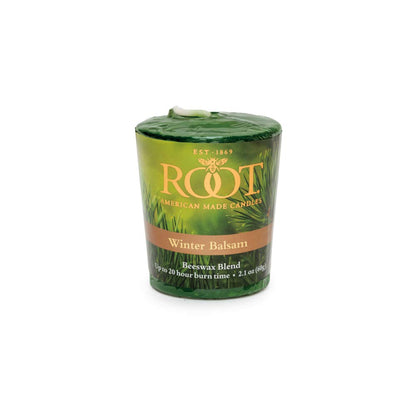 Root Candles Winter Holiday Scented Votive Candles Beeswax Blend Premium Handcrafted 20-Hour Votives, 18-Count, Winter Balsam