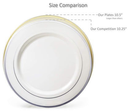 OCCASIONS 120 Pack Disposable Plastic Dessert Plates 6.25" - Heavy Duty Fancy China-Like Look, Salad/Appetizer/Cake for Wedding Party, BPA Free, Recyclable Dinnerware Set (Plain White)