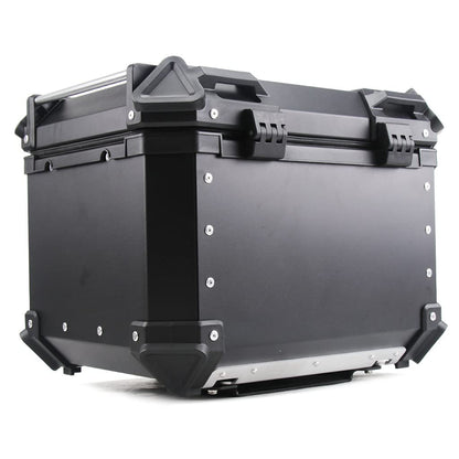iproods 45L Motorcycle Top Case, Aluminum Alloy Universal Motorcycle Tail Box with Backrest ＆ Phone Mount Holder, Dual-key Storage Luggage Trunk (Black, 45L)