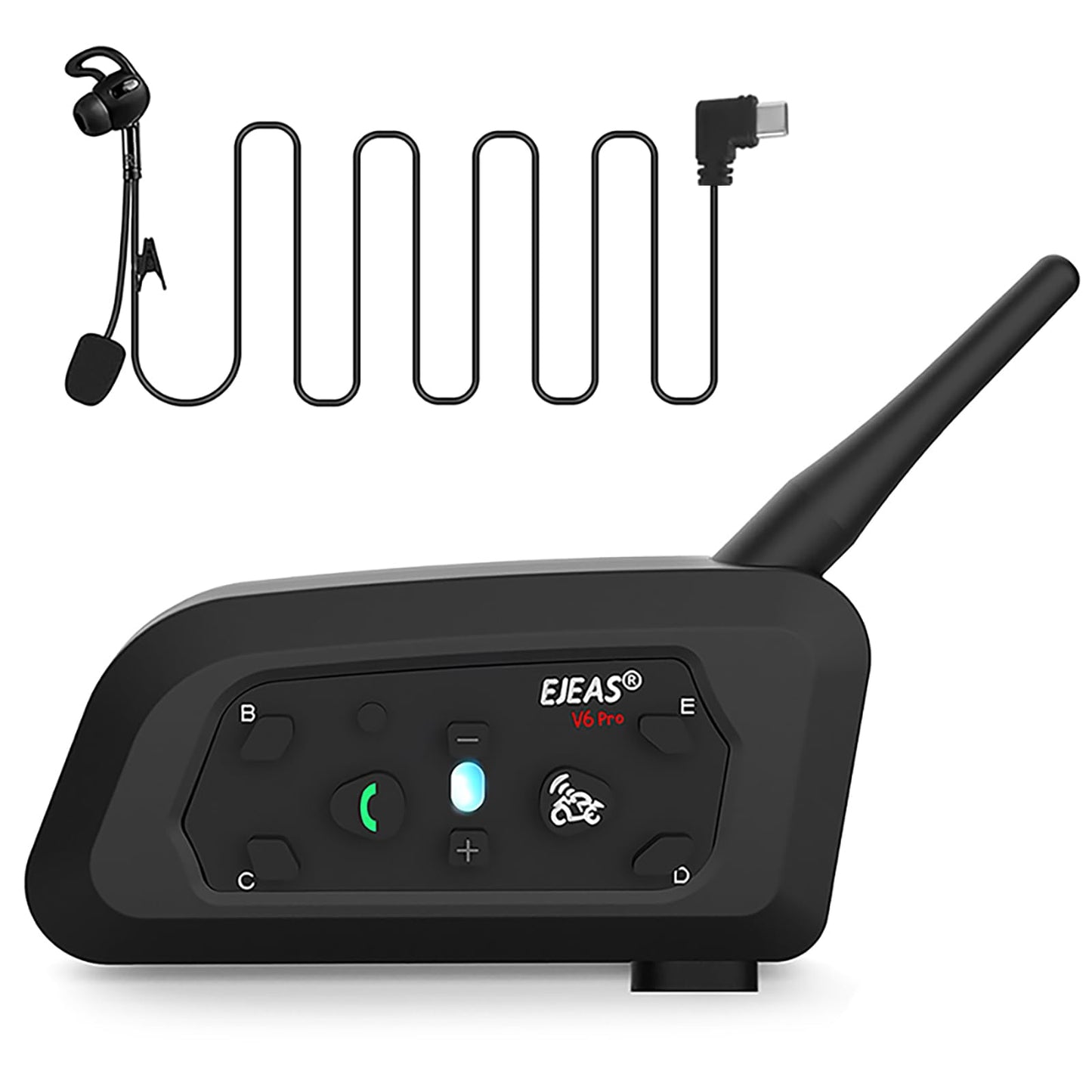 EJEAS V6C Referee Bluetooth Intercom, 2-Way 1200M Professional Referee Headset Communication System with Armband and Right Earpiece for Football and Handball Sports (2PCS)