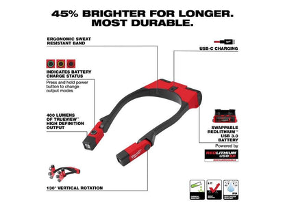 Milwaukee 400 Lumen LED Around The Neck Work Light Adjustable USB Charge