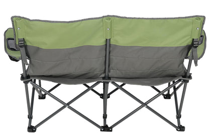 Quilted Double Camping Chair and Single Camping Chair with Padded Seat and Back for Camping/Hiking/Backpacking – Available in Low and Standard Heights (Low Loveseat (Gray/Asparagus))