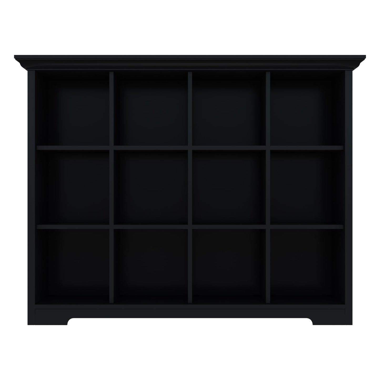 OSCHF Cube Storage Bookcase with Base - Wooden 3 Tiers Floor Standing Open Shelf Cabinet for Home and Office, 12-Cube Lattice Bookshelf, Black