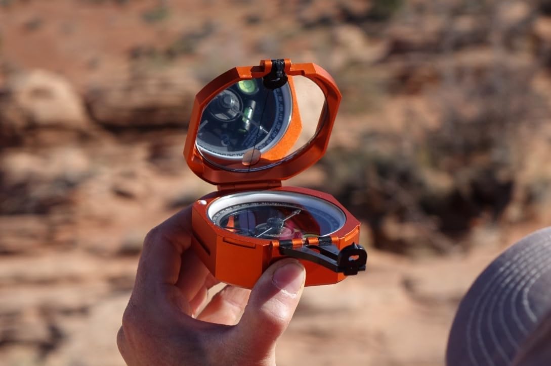 Brunton Standard Transit, Azimuth (0–360°), Orange - Professional Pocket Transit with Clinometer