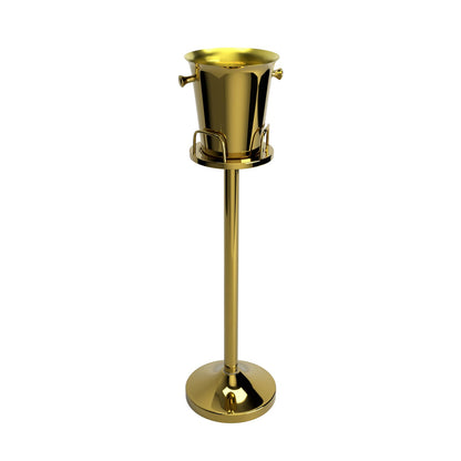 Ice Bucket with Stand, Vertical Stainless Steel Champagne Bucket, Ice Container,Standing Wine Cooler,Wedding Beer KTV Barbecue Club Bar 5L(Gold, 1Pack)