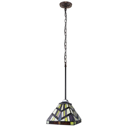 Chloe Lighting Mini-Pendant Light, Tiffany-Style, Blackish Bronze, Glass, 8in Wide, Multicolor, Model CH3T523BM08-DP1