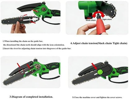Chainsaw Chain 5-Pack - 6-Inch | 1/4" LP Pitch .043" Gauge, 37 Drive Links for Mini Cordless Electric Chainsaws