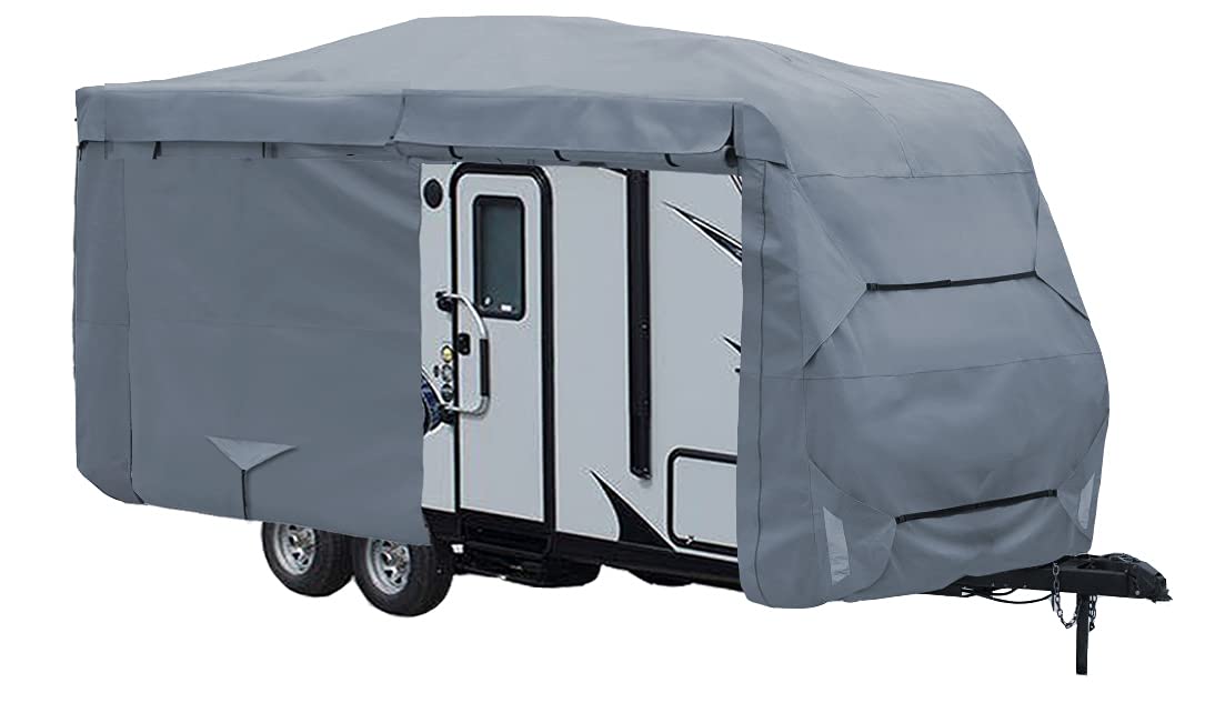 GEARFLAG Travel Trailer Camper Cover Multi-Layers top fits 28' -32' Reinforced Windproof Side-Straps Anti-UV Water-Resistance Heavy Duty for Motorhome RV (Fits 28' - 32')