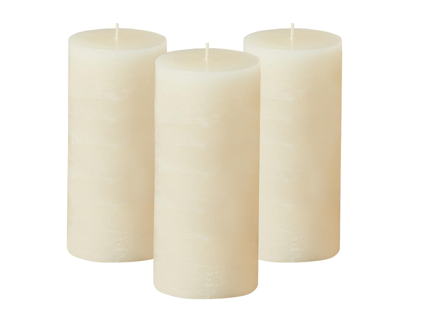 Simply Soson 3x6 inch Ivory Pillar Candles Set of 3, Rustic Texture, Unscented Ivory Candles, Dripless Candles, 3 inch Pillar Candles Ideal as Wedding, Parties, Spas, Dinner, Home Decoration, Church
