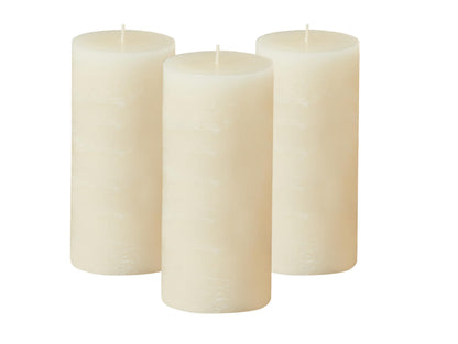 Simply Soson 3x6 inch Ivory Pillar Candles Set of 3, Rustic Texture, Unscented Ivory Candles, Dripless Candles, 3 inch Pillar Candles Ideal as Wedding, Parties, Spas, Dinner, Home Decoration, Church