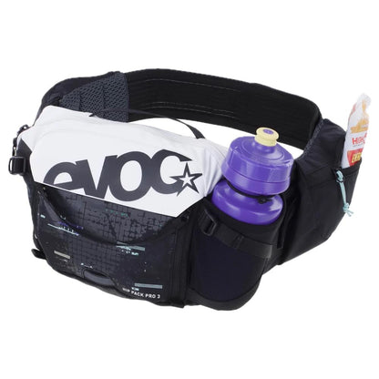 EVOC Hip Pack Pro 3 + Hydration Bladder 1.5, Waist Bag (AIR Flow Contact System, Aero Flex Waist Belt, Includes 1.5 L Hydration Bladder and Bottle Holder, One Size), Multicoloured