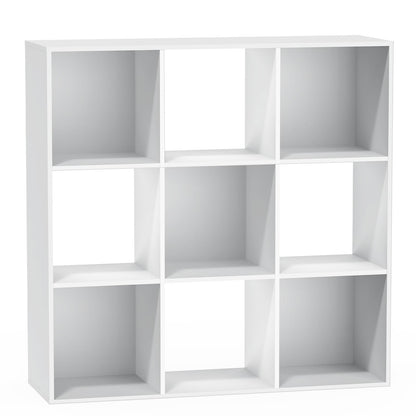 Nestwise 9 Cube Storage Organizer, Free Standing Display Shelf with Open Cubes, Floor Standing Book Shelf Bookcase with Storage for Home Office, Living Room, Bed Room (White, 9-Cube)
