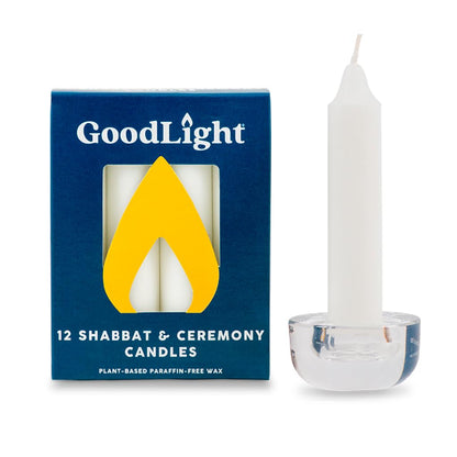 GoodLight Paraffin-Free Shabbat Shabbos Sabbath Candles - Pack of (12) White