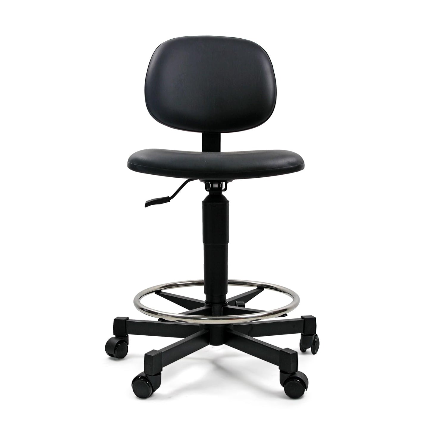 SigmaForce Ergonomic PU Leather Drafting Chair, 21"-31" Adjustable Height, 18" Footring, Padded Sponge Seat, 300 lb Capacity, Comfortable Back Support Task Stool for Lab, Workshop and Home Office