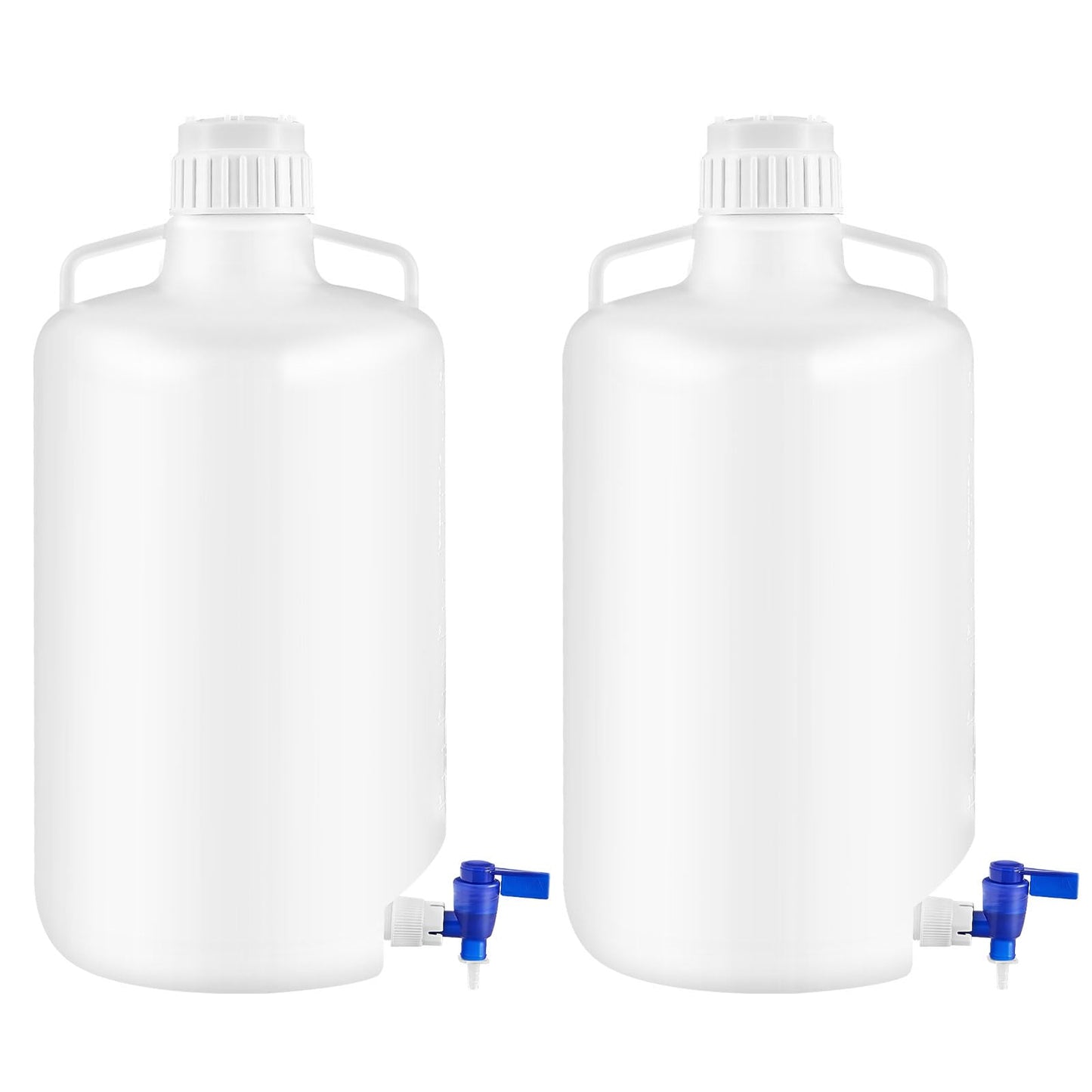 Maxdot 2 Pcs 5.3 Gallon Plastic Dispenser Carboy with Spigot Leak-Proof, Durable Hdpe, Plastic 20l Reusable Liquid Storage Solution for Lab, Pharmaceutical, and Industrial Use