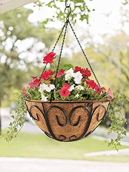Butterfly Shape | 2 Pack Metal Hanging Planter Baskets - Round Wire Holders with Coco Coir Liners for Indoor/Outdoor Garden Decor
