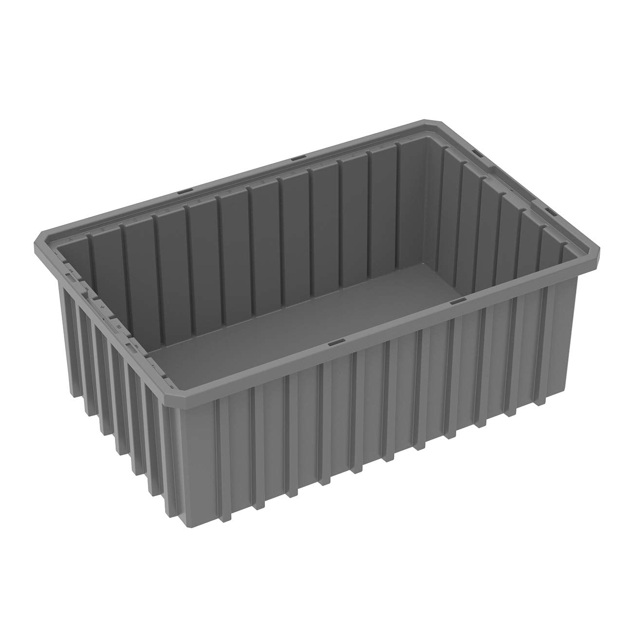 Akro-Mils 33166 Akro-Grid Plastic Slotted Dividable Modu Box Stackable Grid Storage Tote Container, (16-1/2-Inch L x 10-7/8-Inch W x 6-Inch H), (8 Pack), Gray