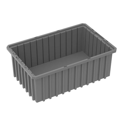 Akro-Mils 33166 Akro-Grid Plastic Slotted Dividable Modu Box Stackable Grid Storage Tote Container, (16-1/2-Inch L x 10-7/8-Inch W x 6-Inch H), (8 Pack), Gray