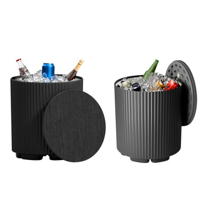 FONTOI Outdoor Cooler Side Table 2 Pack, 2 in 1 Ice Chest Side Table,as Cooler Side Table,Cooler Table for Patio, Parties Picnics, Beach, Black