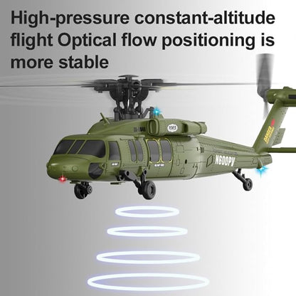 Hanll Black Hawk K200 6CH Simulation RC Helicopter with Brushless Motor Optical Flow &amp Altitude Hold One-Key Inverted Flight 2.4G Remote Control High Simulation Aerobatic Model (Green/3 Batter