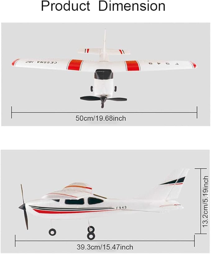 F949 RC Plane 720 Motor 3CH 2.4Ghz Remote Control Airplane EPP 3D6G RTF RC Airplane for Beginners Easy to Fly RC Glider with 2 Batteries Propellers Landing Gear (LED 2BSL+ Motor)