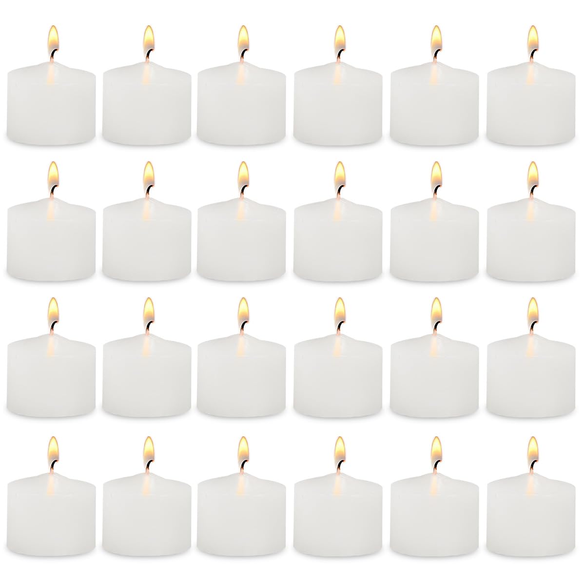 White Votive Candles - Pack of 24, 100% Fully Refined Paraffin Wax, Smokeless, Unscented, for Home Decor, Spa, Weddings, Birthdays, Holidays, Party