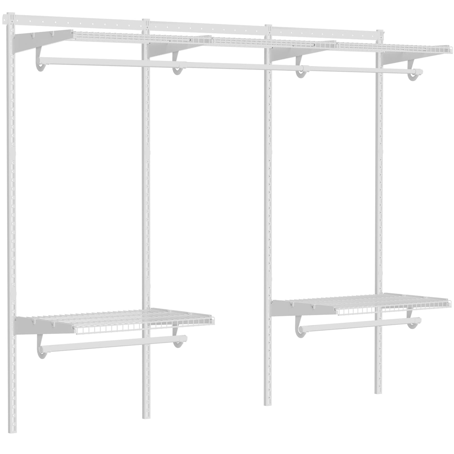 MODCART 6-10FT Closet Shelving System, Adjustable Metal Wire Shelf, Wall-mounted Closets Kit with Expandable Hanging Rod, DIY Organization Rack for Walk-in/Built-in Wardrobe of Bedroom, Laundry