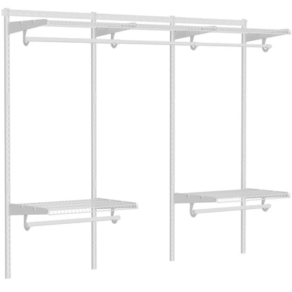 MODCART 6-10FT Closet Shelving System, Adjustable Metal Wire Shelf, Wall-mounted Closets Kit with Expandable Hanging Rod, DIY Organization Rack for Walk-in/Built-in Wardrobe of Bedroom, Laundry