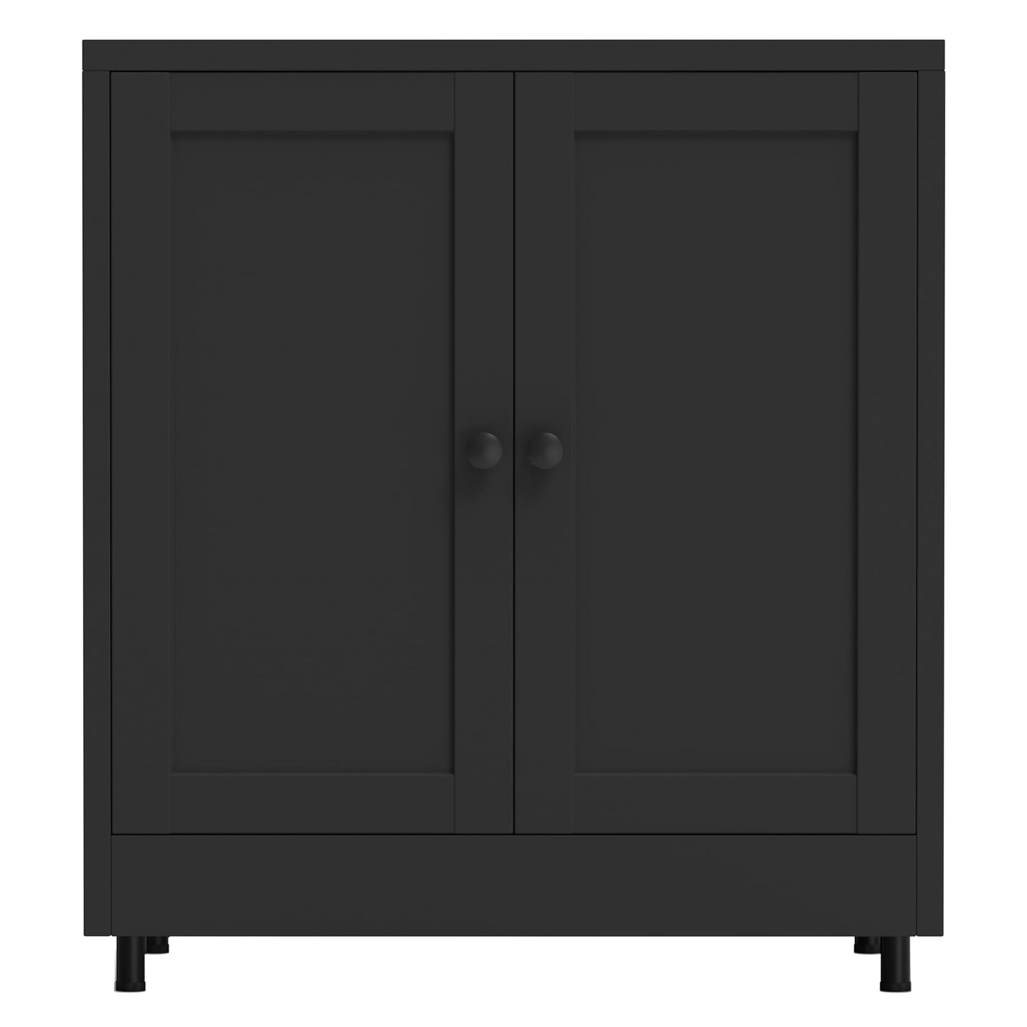 JINGUR Metal Storage Cabinet with 2 Doors and Adjustable Shelf, Steel Sideboard Buffet Cabinet for Home Office Hallway Entryway Kitchen Living Dining Room (Black)