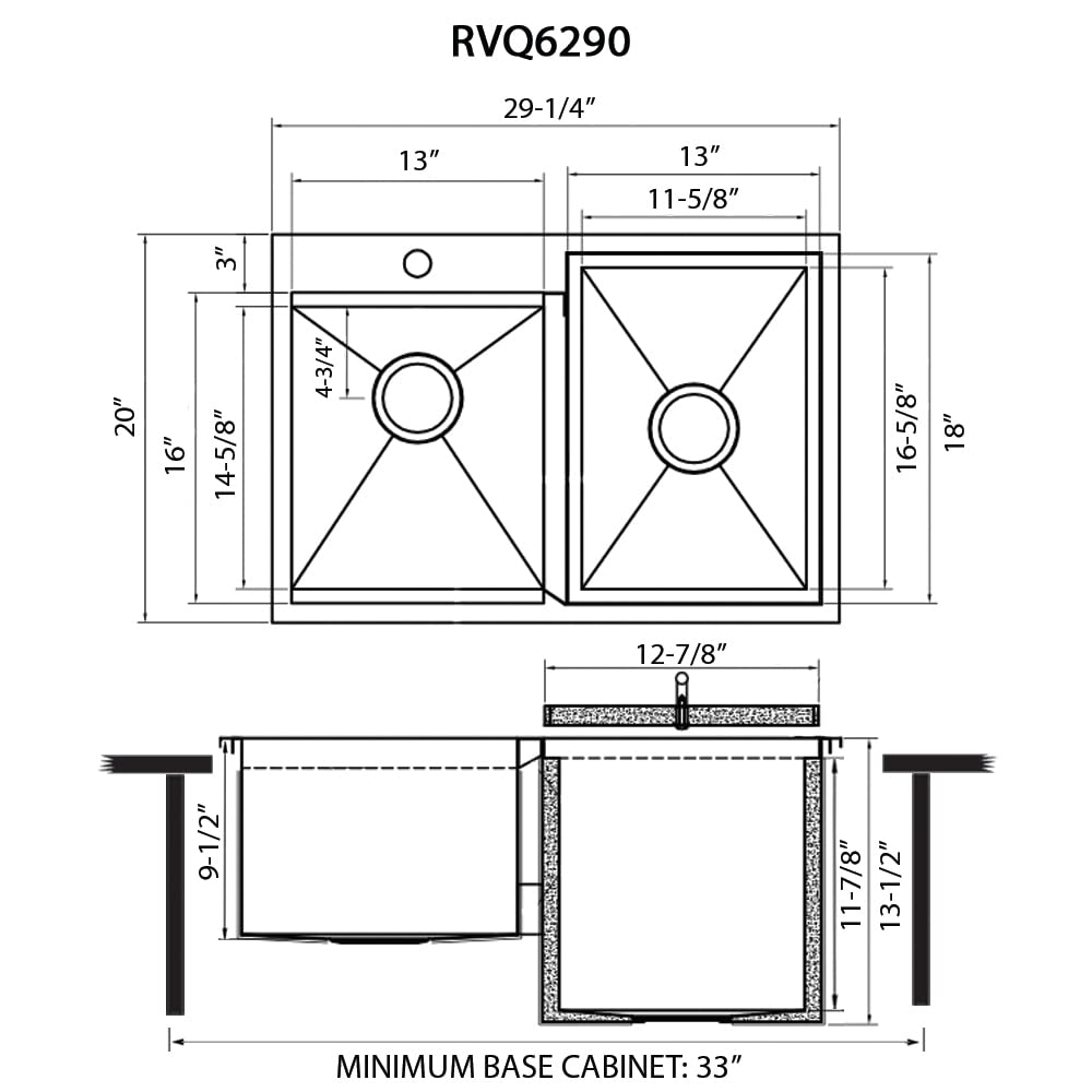 Ruvati Ice Chest and Outdoor Sink BBQ Grill 29 x 20 inch Topmount Insulated T-316 Stainless Steel - RVQ6290