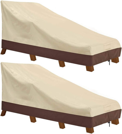 Vailge Waterproof Patio Chaise Lounge Cover - Heavy Duty UV Resistant Furniture Covers | 2 Pack, Medium, Beige & Brown