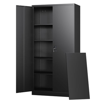 Letaya Metal Garage Storage Cabinets with Lock Door and Adjustable Shelves, Steel Tool Cabinets for Home,Office,Warehouse Organisieren (Black)